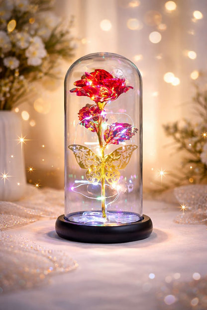 SweetRose - Magiczna Róża LED z Motylkiem