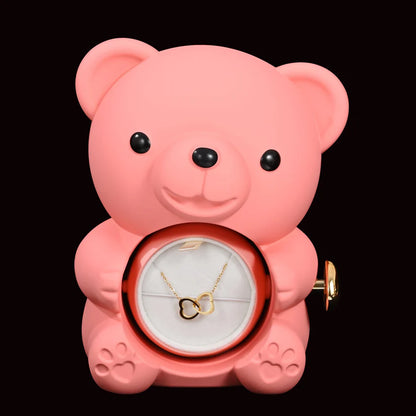 SweetRose - Różany Miś + Złoty Łańcuszek